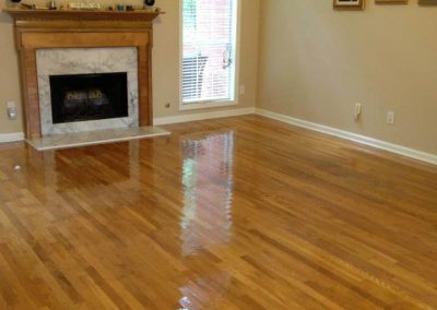 a hardwood floor after being refinished