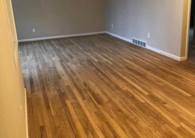 a hardwood floor in need of a new stain