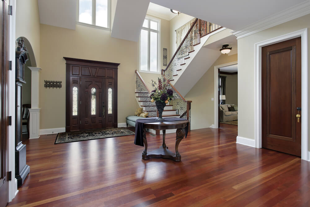 resurfaced hardwood in an entry way