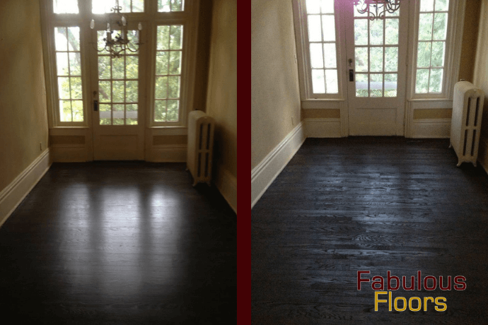 Before and after hardwood floor resurfacing in West Allis, WI