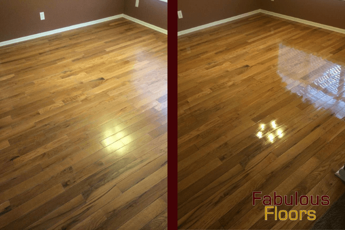 before and after hardwood floor refinishing in bayside, wi
