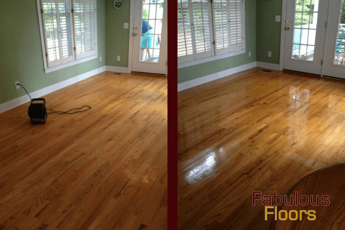 Before and after hardwood floor resurfacing in west bend, wi