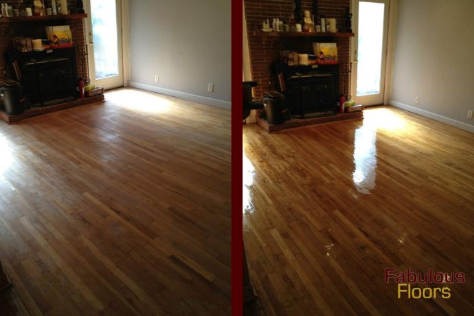 before and after hardwood floor refinishing in cudahy, wi