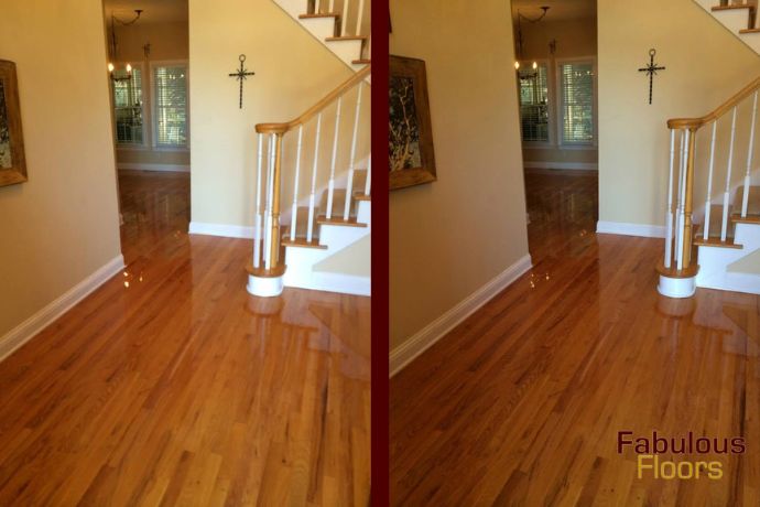 before and after hardwood floor resurfacing in Franklin, WI