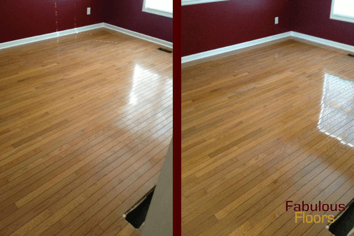 before and after hardwood resurfacing project in saylesville, wi